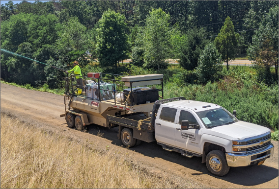 Hydroseeding Technology truck in action